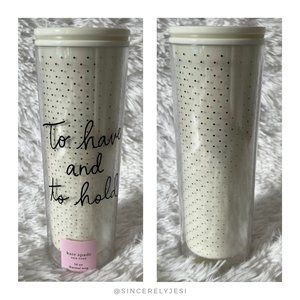 kate spade ▪ "To Have and To Hold" Script Wedding Bride Thermal Travel Tumbler